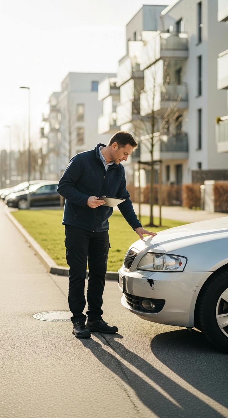 Unabhängiger KFZ-Gutachter prüft Unfallschaden an Fahrzeug in Berg am Laim