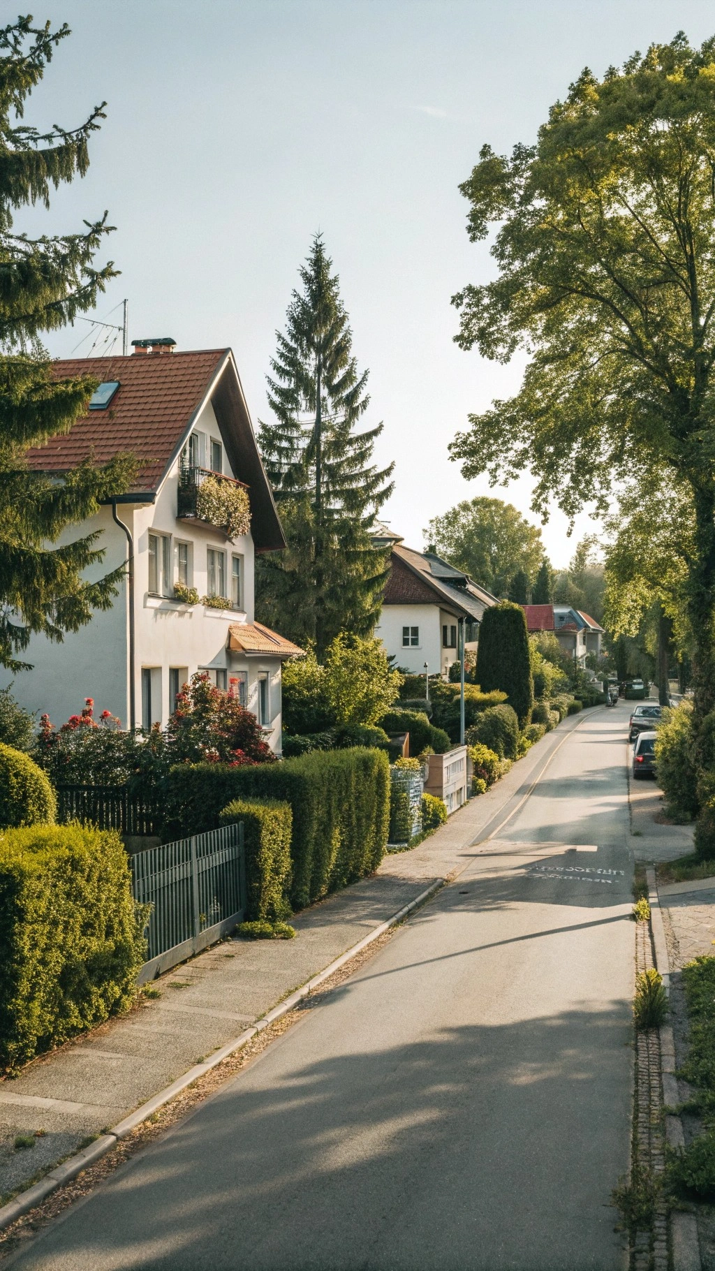 Gepflegtes Wohngebiet in Unterföhring bei Tageslicht