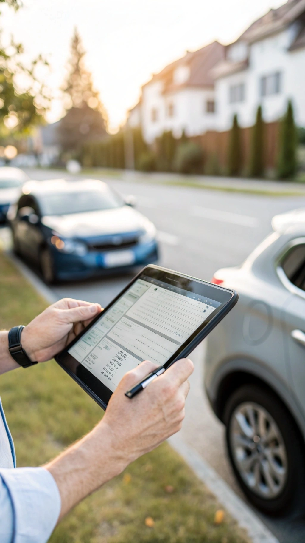 KFZ-Gutachter dokumentiert Unfallschaden digital vor Ort