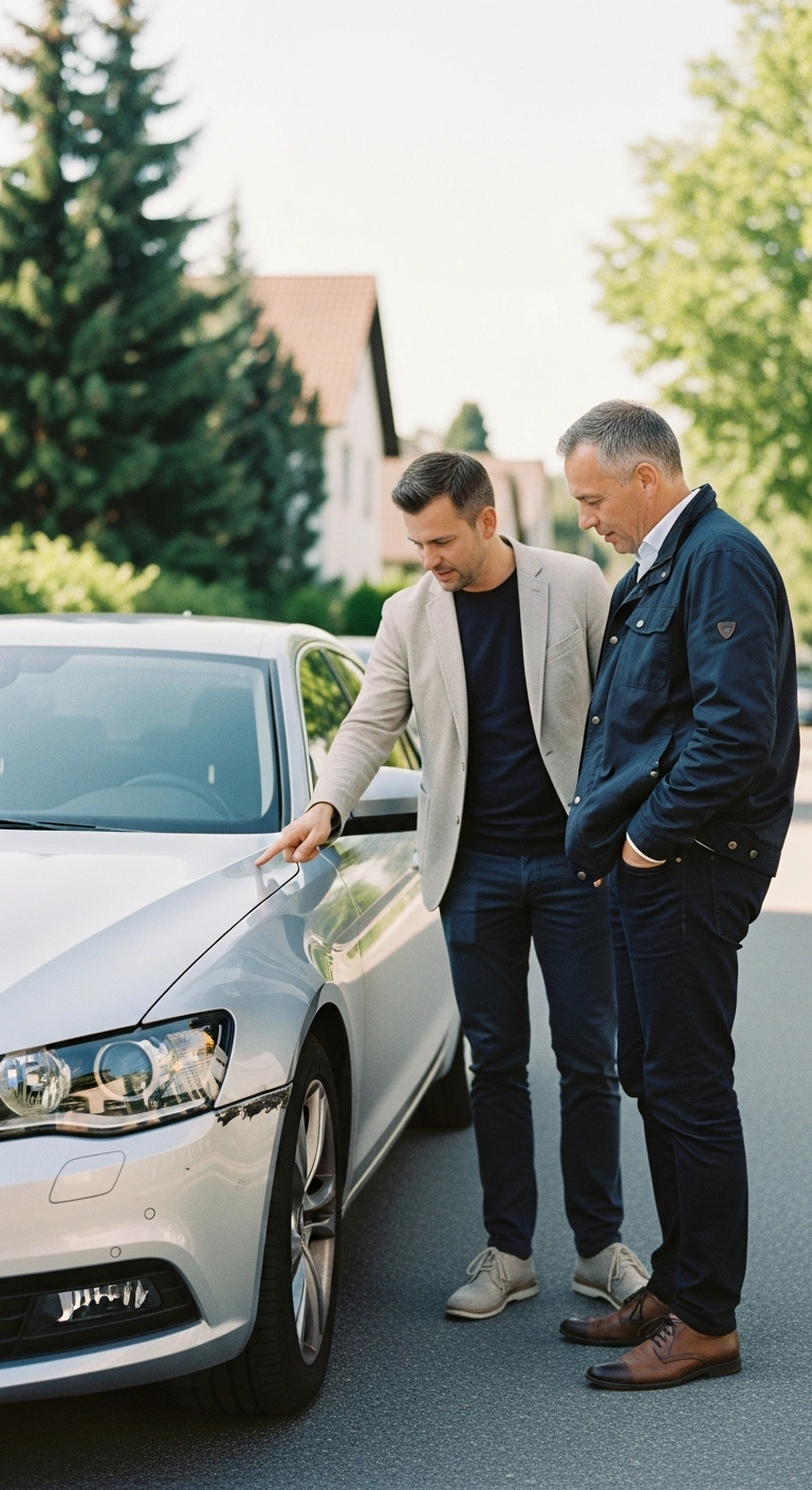 Sachliche Besprechung eines Unfallschadens zwischen Fahrzeughalter und Gutachter