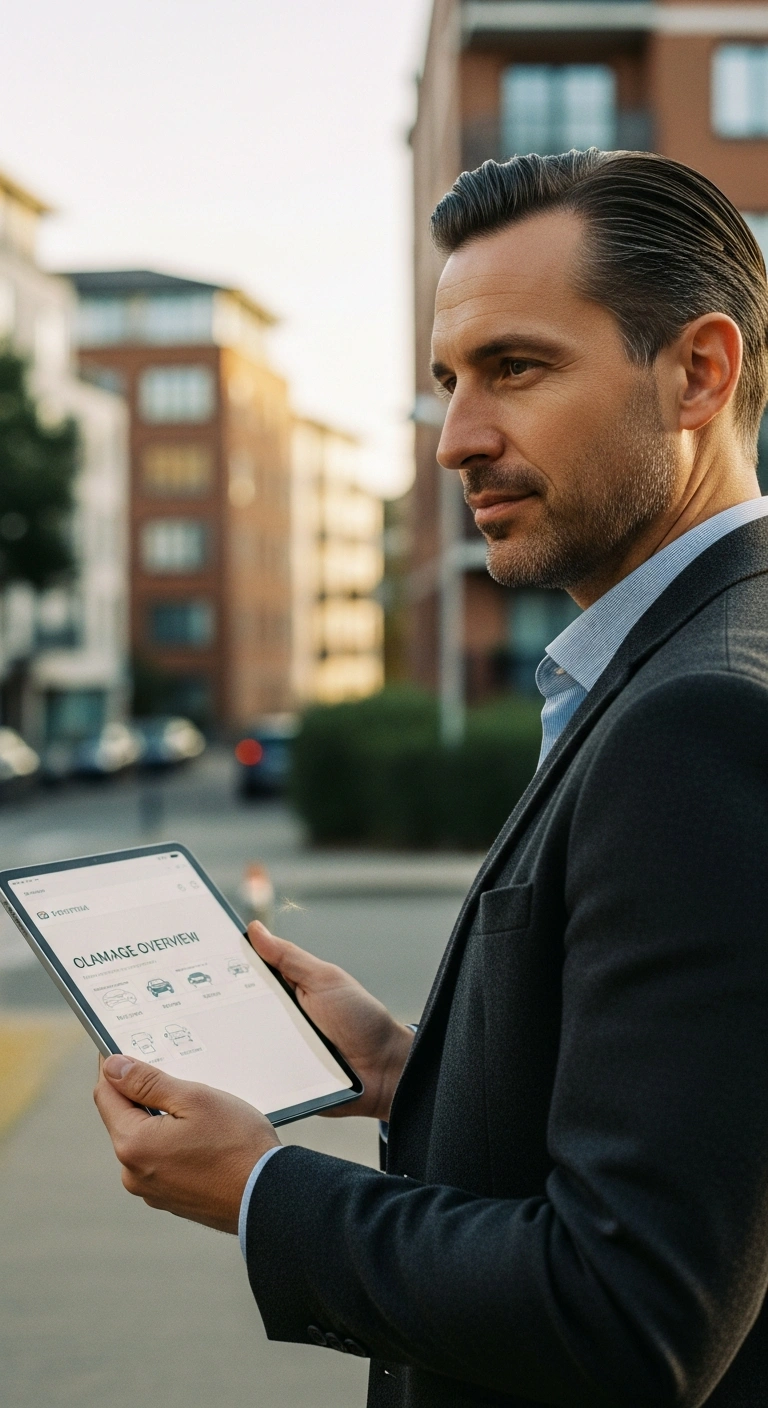 Unabhängiger Kfz-Gutachter dokumentiert einen Schaden digital vor Ort